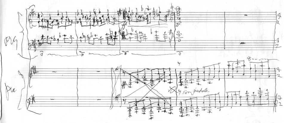 Inspiration triumphs over calligraphy (Organ & piano duet: "...Eternity's too short to utter all Thy praise")